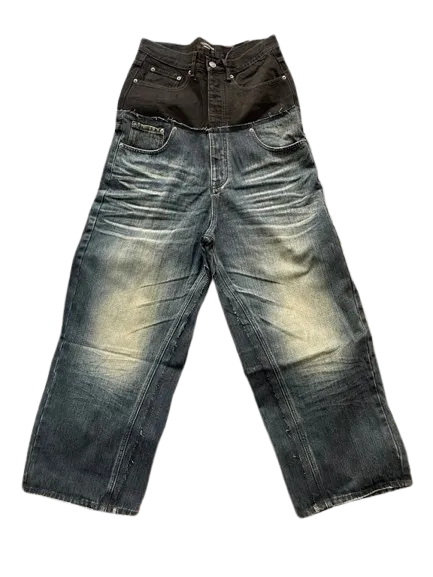 Balenciaga Double Waisted Cut Up Jeans