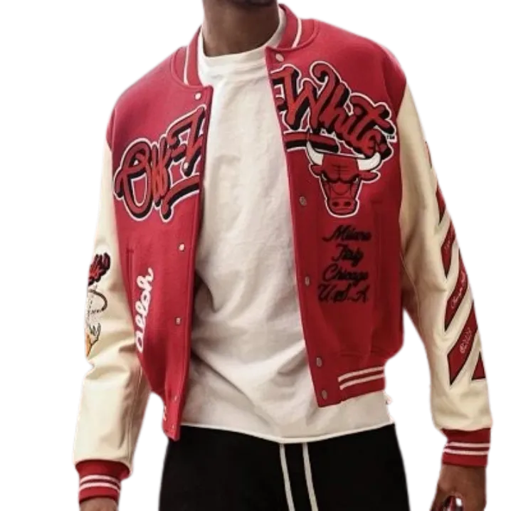 Off White x Chicago Bulls Varsity Jacket