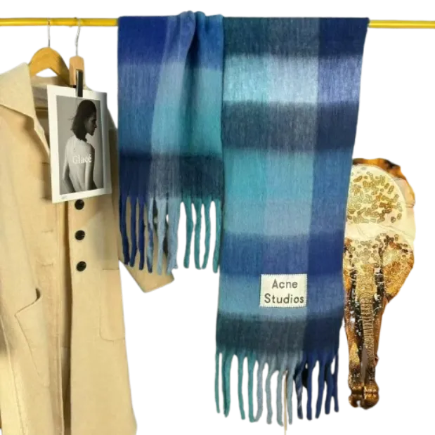 Acne Studios Checked Fringed Scarf