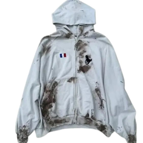 Balenciaga Paris Mud Polo Zip Hoodie