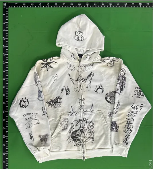 Balenciaga MVT Tattoo Zip Hoodie