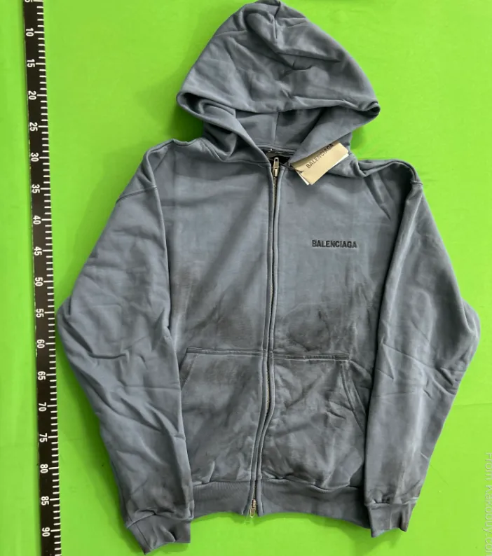 Balenciaga Dark Blue Faded Zip Hoodie
