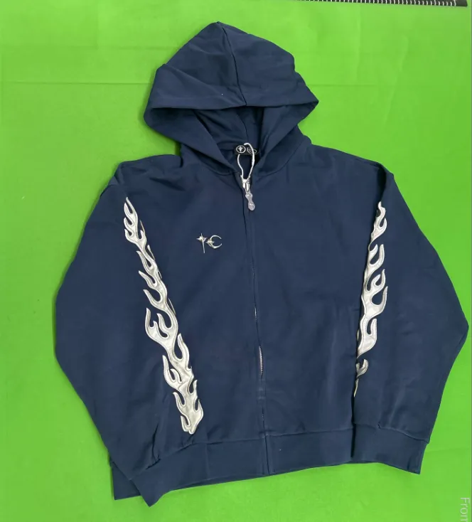 Thug Club Leather Flame Zip Hoodie